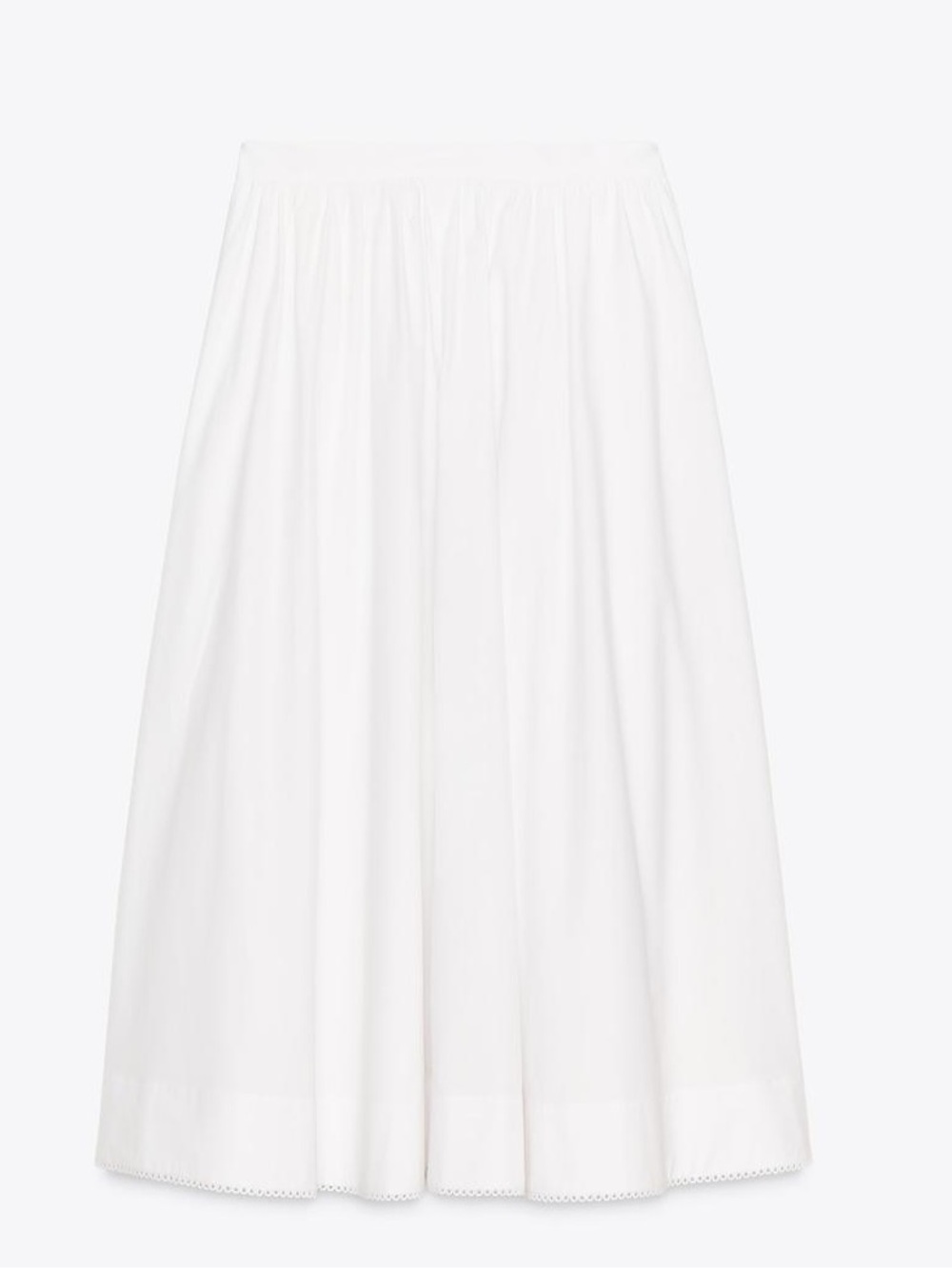 Zara White Cotton Poplin Full A-line Midi Skirt. Button Front. S NWT - Picture 5 of 13